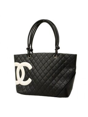 Chanel Tote Cambon Lambskin Black Silver